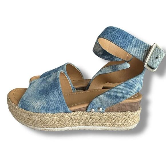 Soda Women's Blue Denim Espadrille Platform Sandals Size 8 - Picture 4 of 8